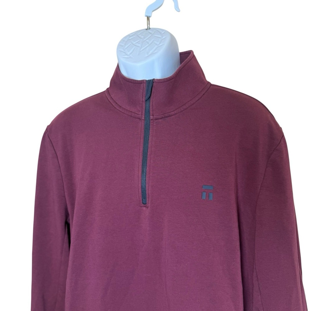 Tommy John 1/4 Zip Pullover Mens XL Burgundy Go Anywhere Mock Neck Golf‎ Preppy